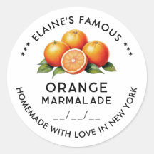 Bearbeitbarer Orangenmarmelade-Aufkleber mit Datum