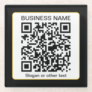 Bearbeitbarer QR-Code für Scanner + Ihr Firmenname Glasuntersetzer