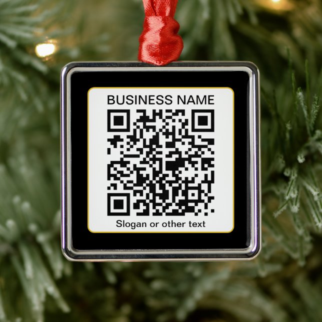 Bearbeitbarer QR-Code für Scanner + Ihr Firmenname Ornament Aus Metall (Baum)