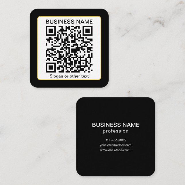 Bearbeitbarer QR-Code für Scanner + Ihr Firmenname Quadratische Visitenkarte (Vorne/Hinten)