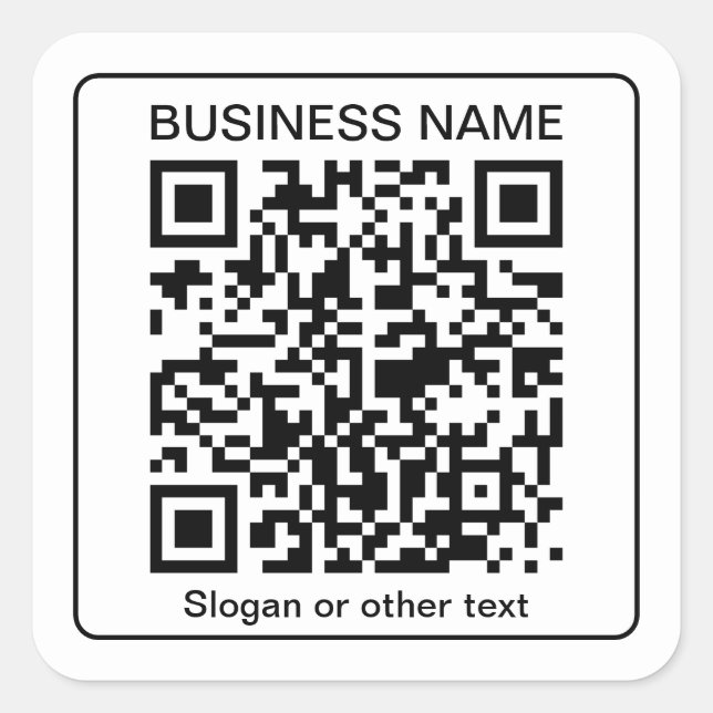 Bearbeitbarer QR-Code für Scanner + Ihr Firmenname Quadratischer Aufkleber (Vorderseite)