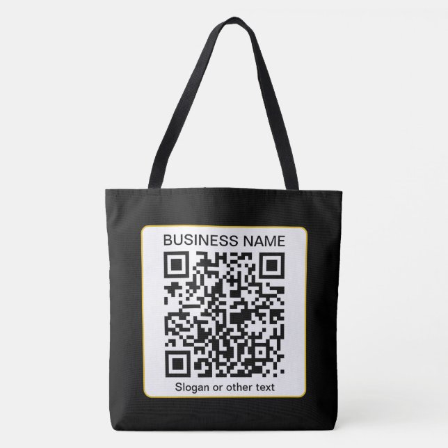 Bearbeitbarer QR-Code für Scanner + Ihr Firmenname Tasche (Vorderseite)
