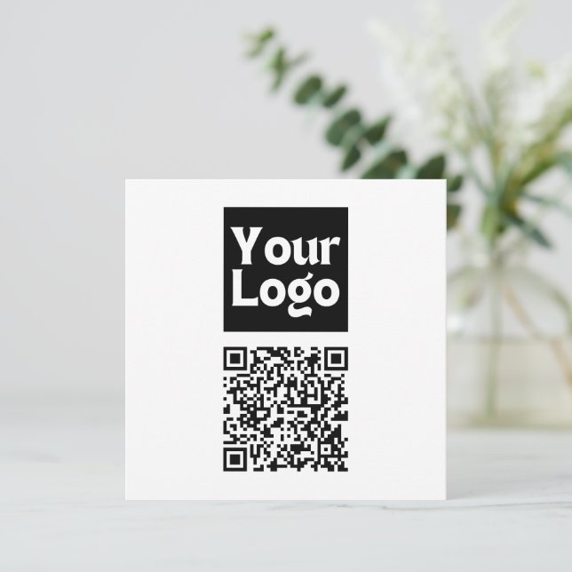 Bearbeitbarer QR-Code & Ihr Firmenlogo oder Bild Dankeskarte (Stehend Vorderseite)