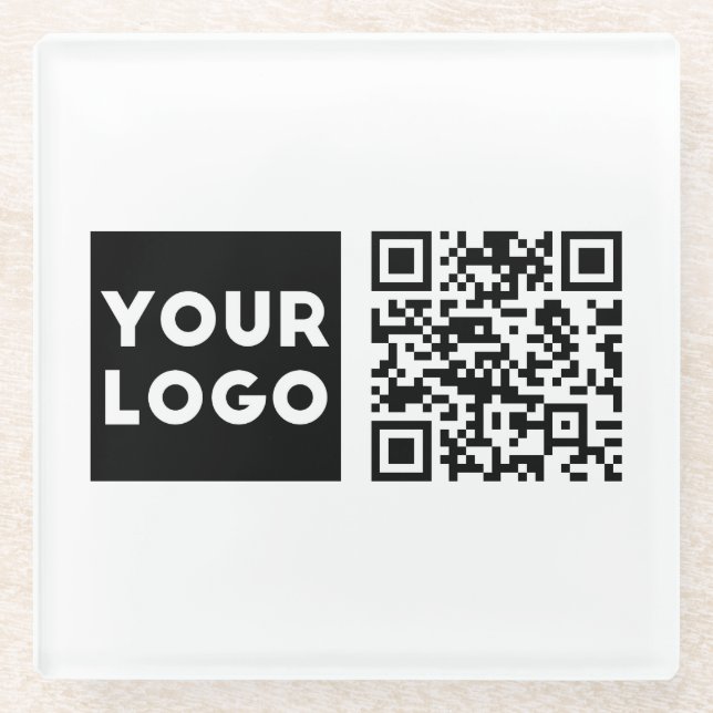 Bearbeitbarer QR-Code & Ihr Firmenlogo oder Bild Glasuntersetzer (Vorderseite)