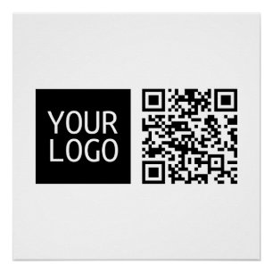 Bearbeitbarer QR-Code & Ihr Firmenlogo oder Bild Poster