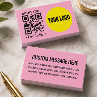 Bearbeitbarer QR-Code-Logo Moderne Rosa Gelbe Gesc Visitenkarte