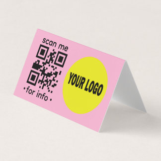 Bearbeitbarer QR-Code-Logo Moderne Rosa Gelbe Gesc Visitenkarten