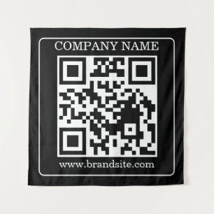 Bearbeitbarer QR-Code Schwarz Weiß Retro Moderne G Wandteppich