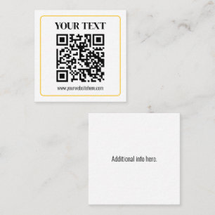Bearbeitbarer QR-Code & Text mit gelber Goldumrand Quadratische Visitenkarte
