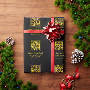 Bearbeitbarer QR-Code & Textvorlage Schwarz & Go Geschenkpapier