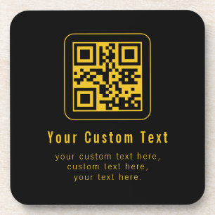 Bearbeitbarer QR-Code & Textvorlage   Schwarz & Go Getränkeuntersetzer