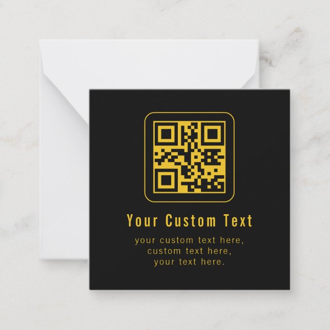 Bearbeitbarer QR-Code & Textvorlage | Schwarz & Go Mitteilungskarte (Vorderseite)