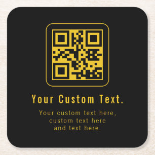 Bearbeitbarer QR-Code & Textvorlage   Schwarz & Go Rechteckiger Pappuntersetzer