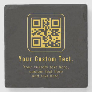 Bearbeitbarer QR-Code & Textvorlage   Schwarz & Go Steinuntersetzer