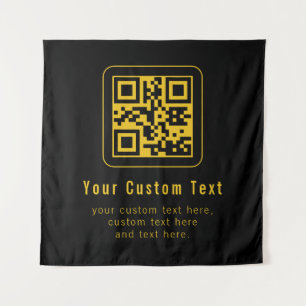 Bearbeitbarer QR-Code & Textvorlage   Schwarz & Go Wandteppich
