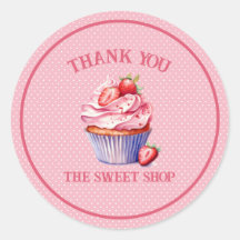 Bearbeitbarer rosa Cupcake-Aufkleber – Benutzerdef