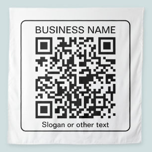 Bearbeitbarer scannbarer QR-Code + Ihr Firmenname Wandteppich