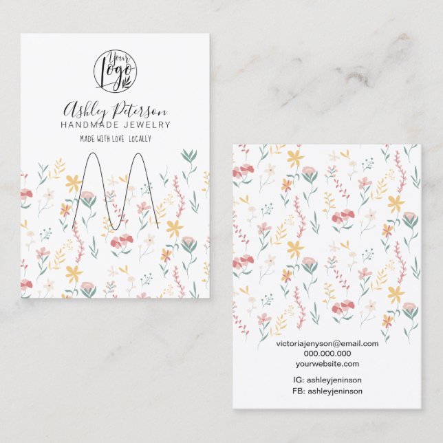 Bearbeitbarer Schmuckhalter mit Blumenlogo Visitenkarte (Vorne/Hinten)