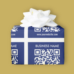 Bearbeitbarer (sofort generierter) QR-Code   Navy  Geschenkpapier