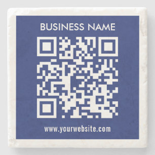 Bearbeitbarer (sofort generierter) QR-Code Navy Steinuntersetzer