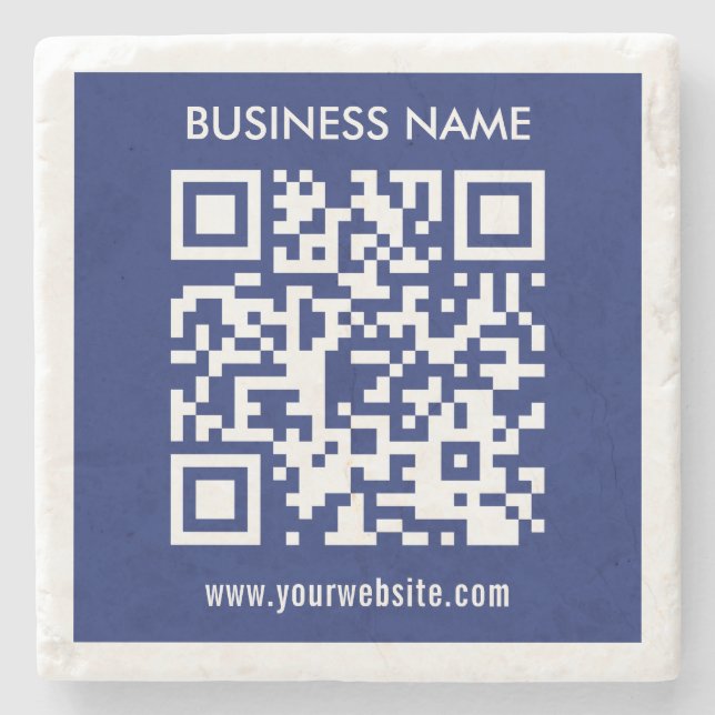 Bearbeitbarer (sofort generierter) QR-Code | Navy  Steinuntersetzer (Vorderseite)