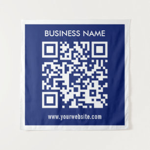 Bearbeitbarer (sofort generierter) QR-Code Navy Wandteppich