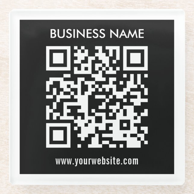 Bearbeitbarer (sofort generierter) QR-Code | Schwa Glasuntersetzer (Vorderseite)