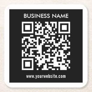 Bearbeitbarer (sofort generierter) QR-Code Schwa Rechteckiger Pappuntersetzer