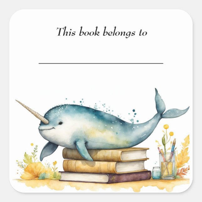 Bearbeitbarer Sticker für Narwhal und Buchzeichen (Vorderseite)