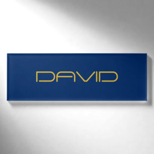 Bearbeitbarer stylischer Text Gold und Navy Blue Namenschild