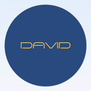 Bearbeitbarer stylischer Text   Gold und Navy Blue Runder Aufkleber