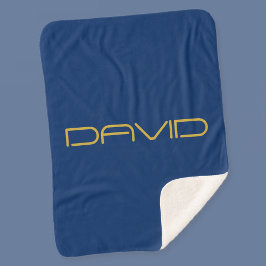 Bearbeitbarer stylischer Text | Gold und Navy Blue Sherpadecke