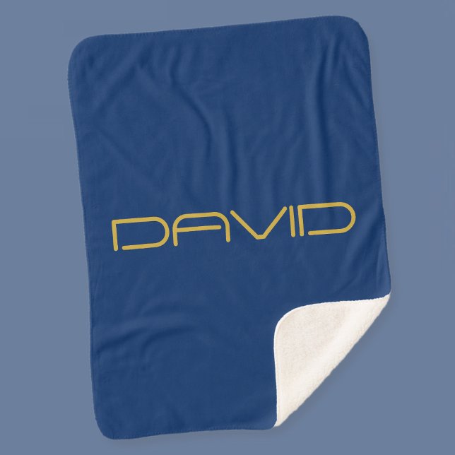 Bearbeitbarer stylischer Text | Gold und Navy Blue Sherpadecke (Von Creator hochgeladen)