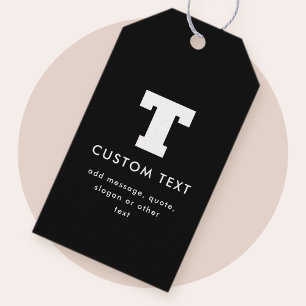 Bearbeitbarer Text für Monogramm   Schwarz und Wei Geschenkanhänger