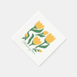 Bearbeitbarer Text Gelbe Tulpe Minimalistisches Äs Serviette