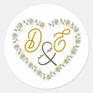 Bearbeitbares Boho-Neutral-Hochzeitsmonogramm-Aufk Runder Aufkleber