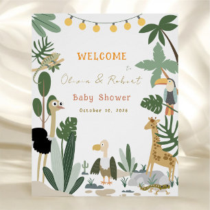 Bearbeitbares Dschungelsafari-Baby-Shower-Willkomm Poster