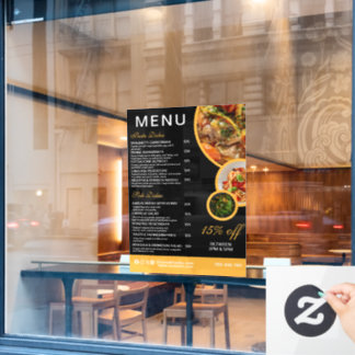 Bearbeitbares Fenster-Schild für Restaurant-Menüs Fensteraufkleber