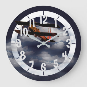 bearbeitbares Flugzeug Große Wanduhr