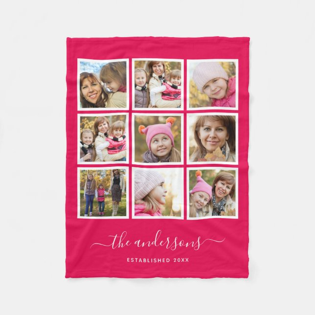 Bearbeitbares Hintergrundfarbfoto-Collage-Skript Fleecedecke (Vorderseite)