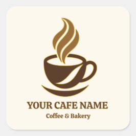 Bearbeitbares Logo-Design für Cafe-Eröffnungsaufkl Quadratischer Aufkleber