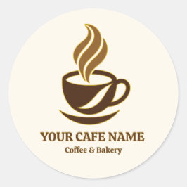 Bearbeitbares Logo-Design für Cafe-Eröffnungsaufkl Runder Aufkleber