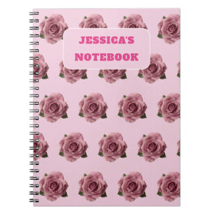 Bearbeitbares Minimal Rosa Rosen Design Muster Ben Notizblock