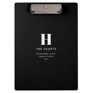 Bearbeitbares modernes Monogramm Name & Nachricht  Klemmbrett