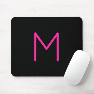 Bearbeitbares modernes rosa & schwarzes Monogramm Mousepad