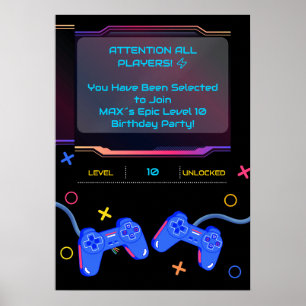 Bearbeitbares Namens Alter Gamer Party Willkommens Poster