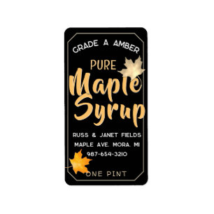 bearbeitbares PURE MAPLE SYRUP Jug-Etikett mit Blä Adressaufkleber