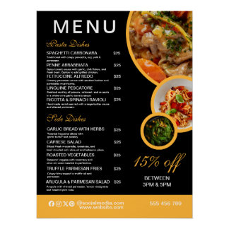 Bearbeitbares Restaurant-Menü-Poster Poster