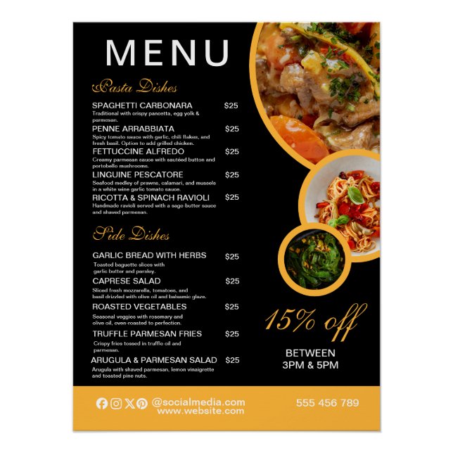 Bearbeitbares Restaurant-Menü-Poster Poster (Vorderseite)
