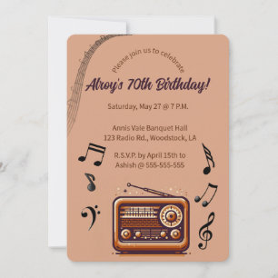 Bearbeitbares Retro-Radio-Musik-Geburtstag Einladung